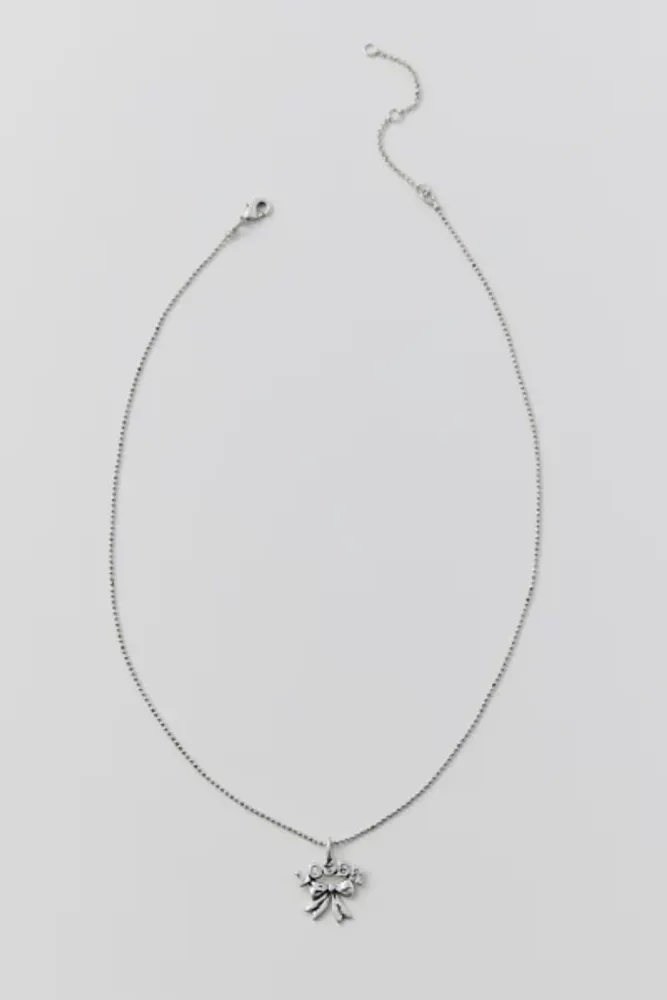 '90s Silver-Plated Loser Bow Charm Necklace