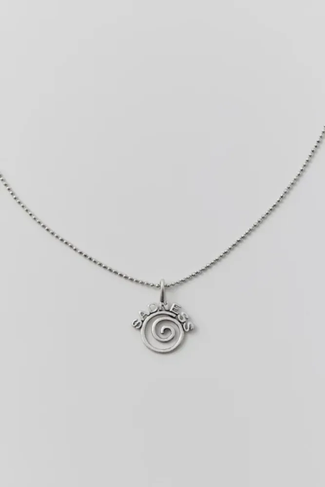 '90s Silver-Plated Sad Spiral Charm Necklace