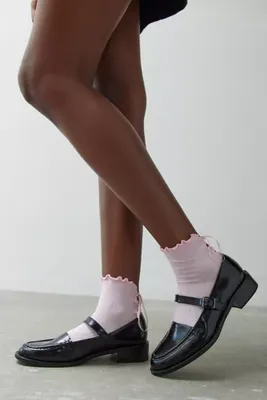Lace-Up Lettuce Edge Ankle Sock