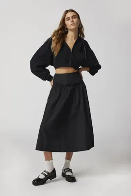 UO Brielle Taffeta Bow Midi Skirt