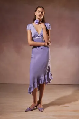 Kimchi Blue Cora Lace-Trim Asymmetrical Midi Dress