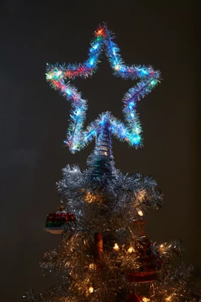 Tinsel LED Star Tree Topper