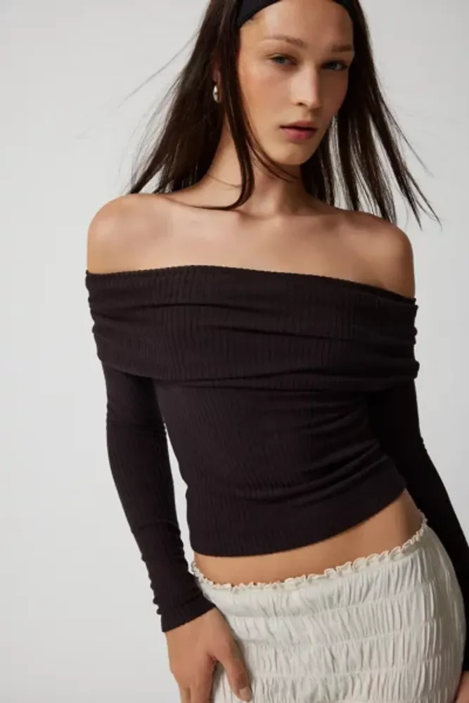 Urban Outfitters UO Hailey Foldover Off-The-Shoulder Long Sleeve