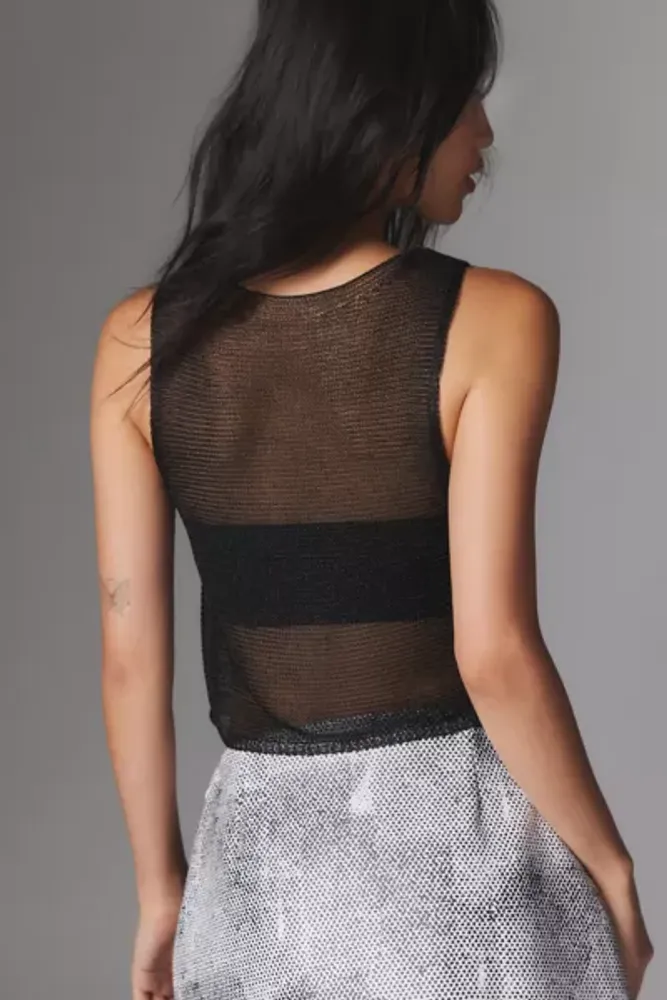 Silence + Noise Ava Sheer Chainmail Sweater Tank Top