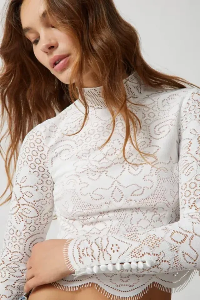 For Love & Lemons Winifred Lace Floral Bustier Top