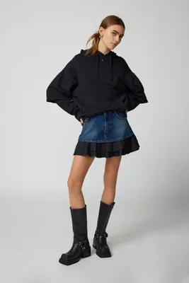 UO Shannon Denim Ruffle Mini Skirt