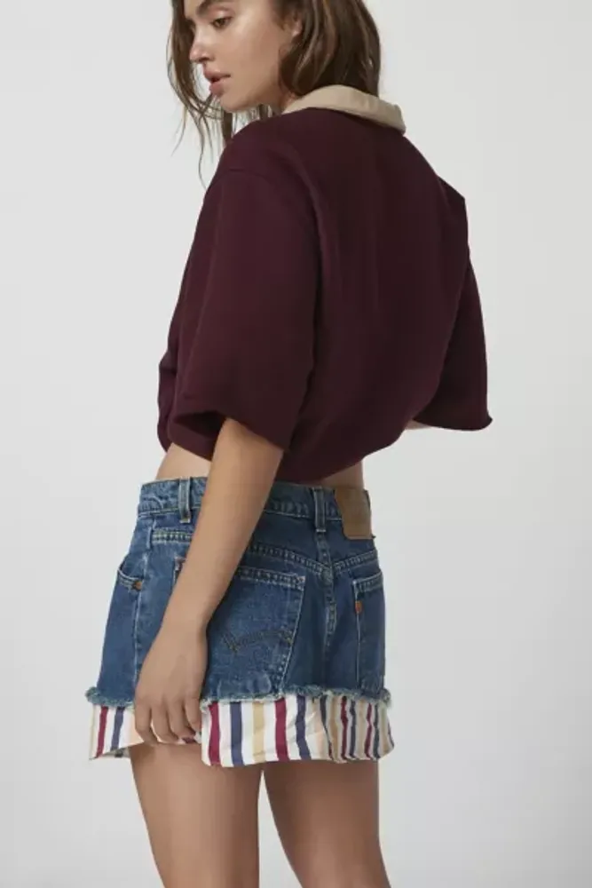 Urban Renewal Remade Denim & Stripe Mini Skirt