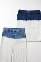 Urban Renewal Remade Bleach Dip Denim Midi Skirt