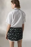 Motel Molen Bow Print Lace-Trim Mini Skirt