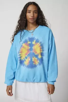 Urban Renewal Remade Peace Sign Dye Crew Neck Sweatshirt