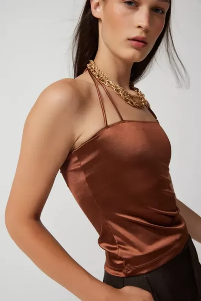 Urban Outfitters Lioness Minimalist Satin Halter Top