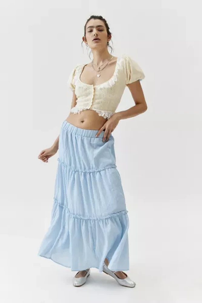 Urban Renewal Remnants Crepe Tiered Midi Skirt