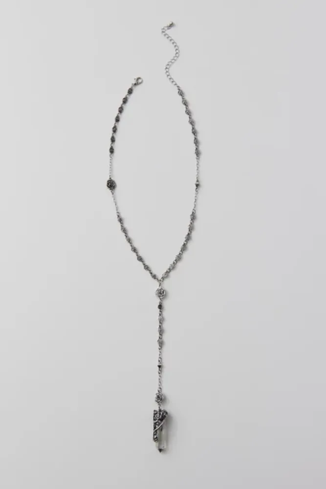 Crystal Rose Lariat Necklace
