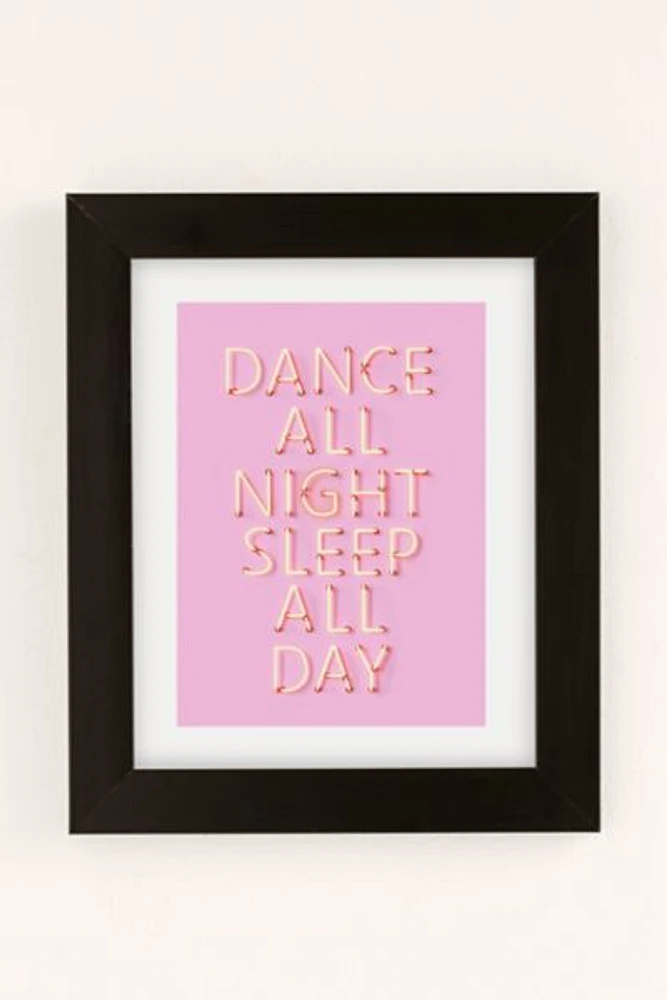 ShowMeMars Dance All Night Pink Neon Art Print