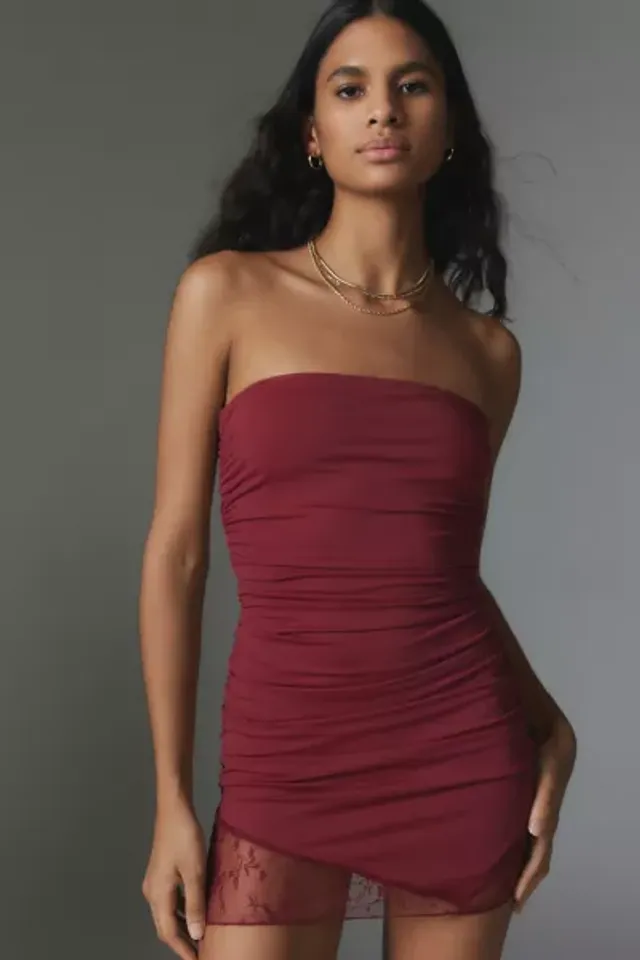 Motel Striata Strapless Mini Dress