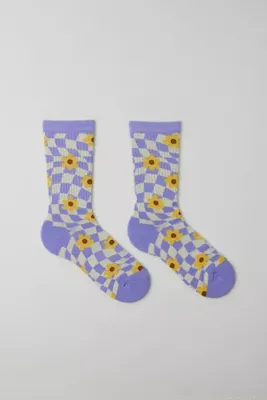 Warped Floral Crew Sock
