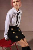 Sister Jane Zoya Tweed Flower-Button Mini Skirt