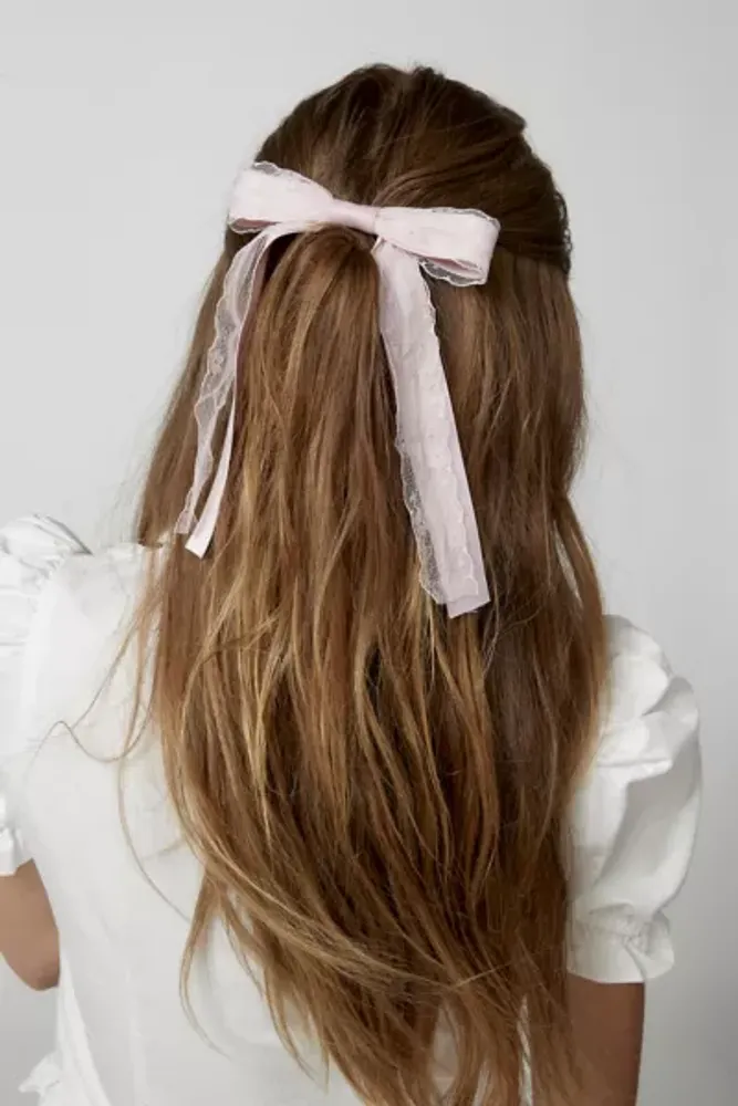 Lace Satin Hair Bow Barrette