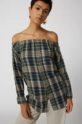 Urban Renewal Remade Off-The-Shoulder Flannel Tunic