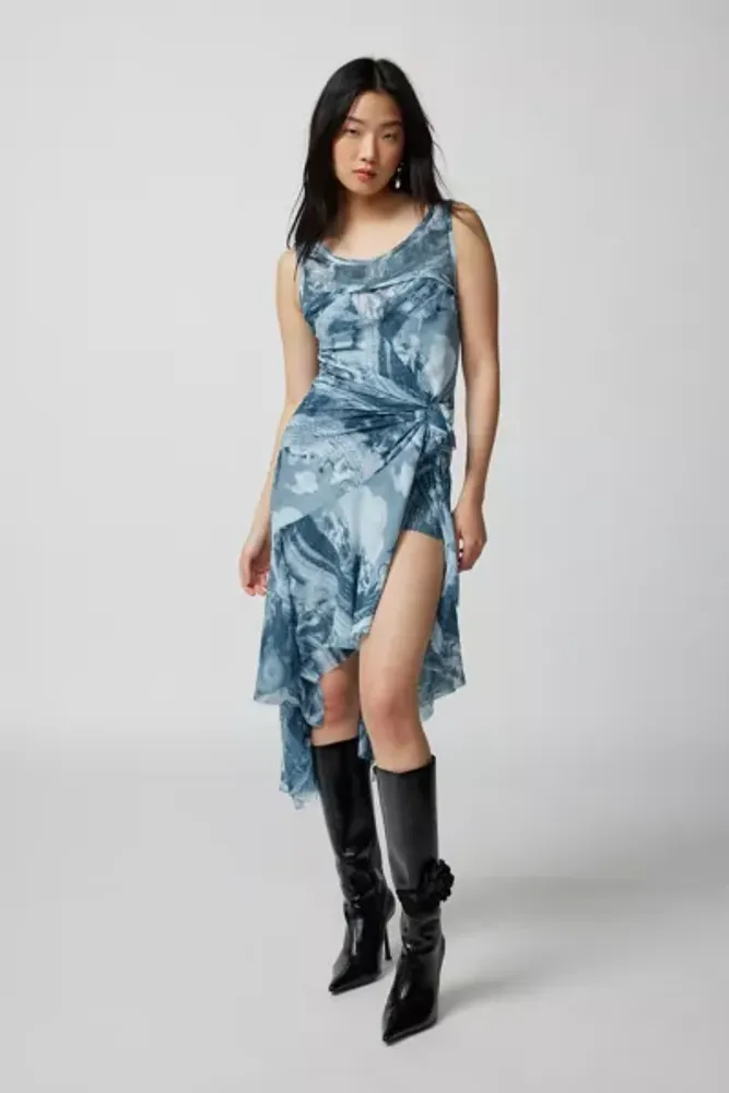 UO Andy Printed Asymmetrical Midi Dress