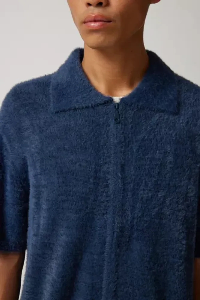 Standard Cloth Fuzzy Polo Short Sleeve Sweater