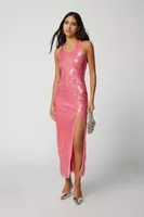 UO Harley Sequin Halter Maxi Dress