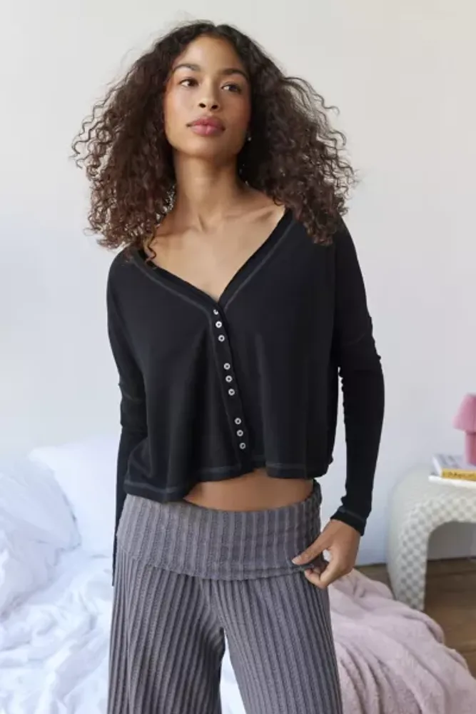 Urban Outfitters Out From Under BouncePlush Chloe Button-Up Top