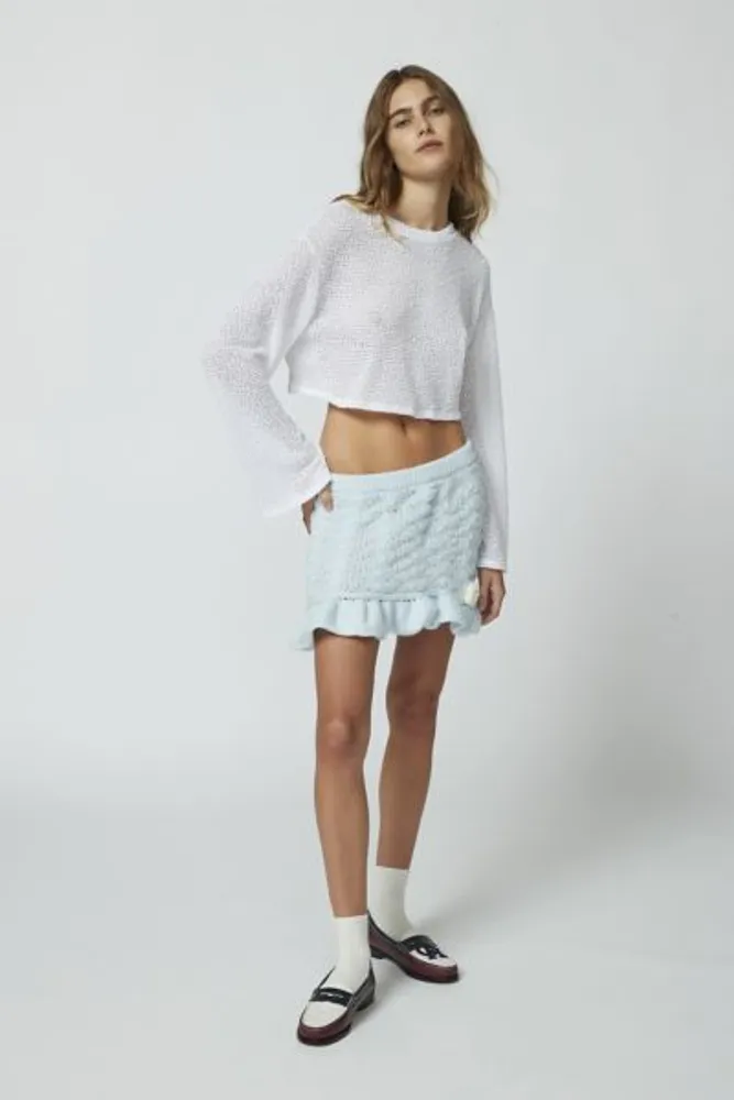 Urban Renewal Remnants Marled Open Knit Drippy Sleeve Top