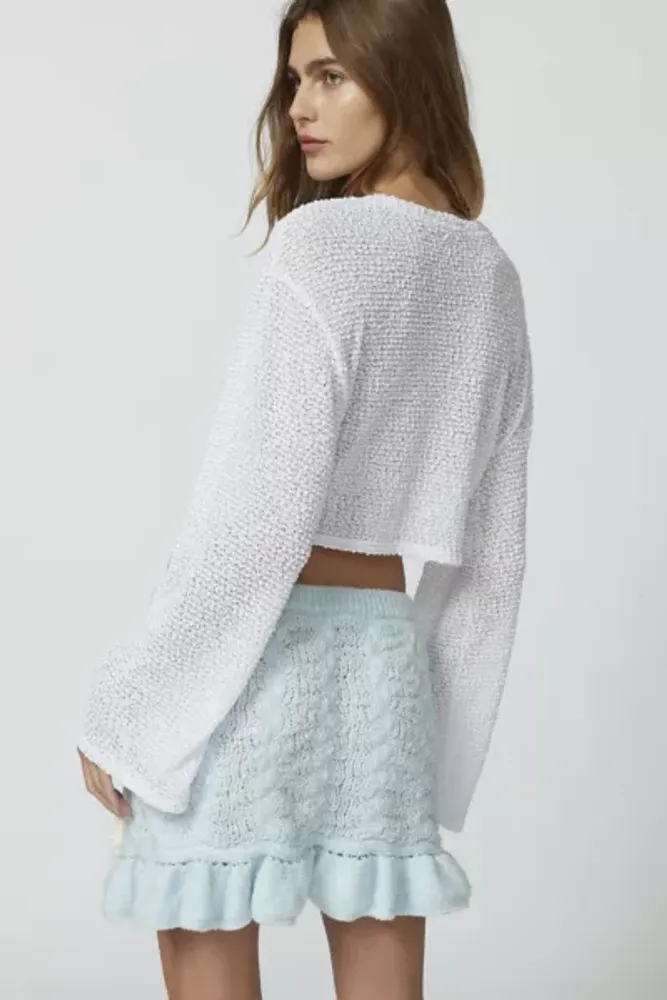 Urban Renewal Remnants Marled Open Knit Drippy Sleeve Top