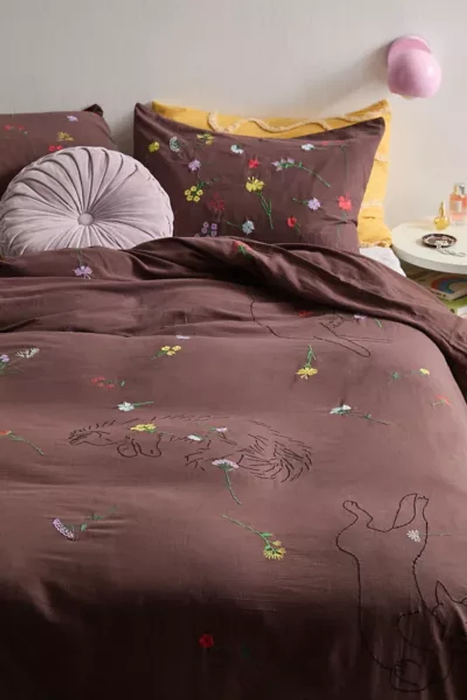 Sleepy Cats Embroidered Duvet Cover