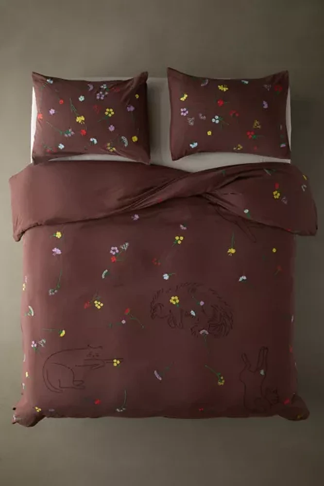 Sleepy Cats Embroidered Duvet Cover