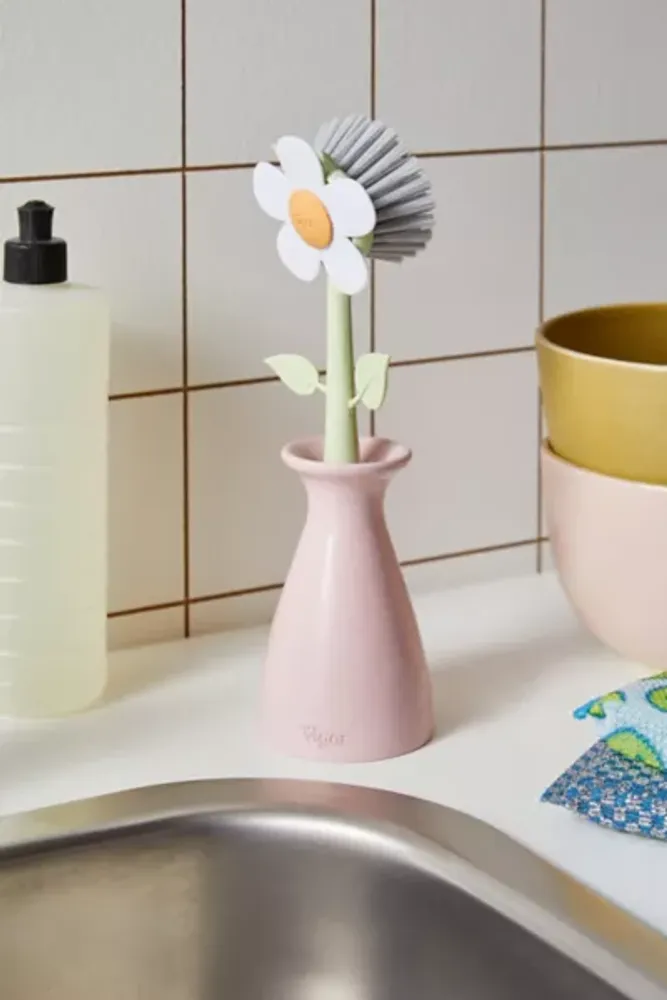 Daisy Dish Brush & Vase Set