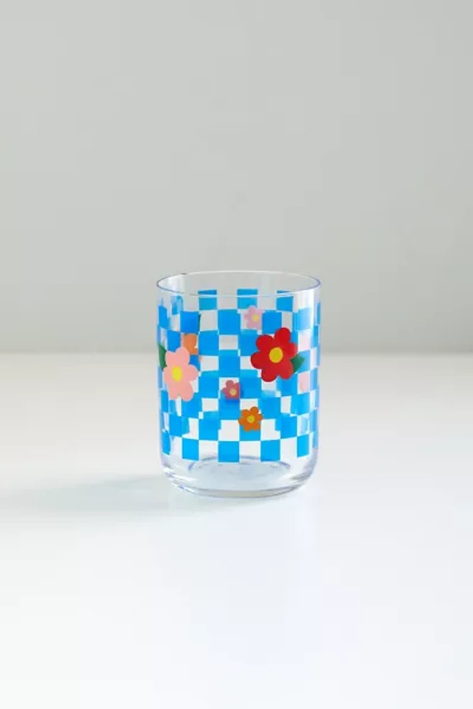 Checkered Flower Juice Glass
