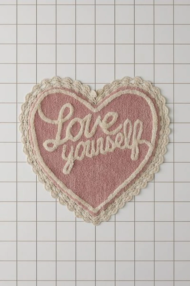 Love Yourself Heart Shape Tufted Bath Mat