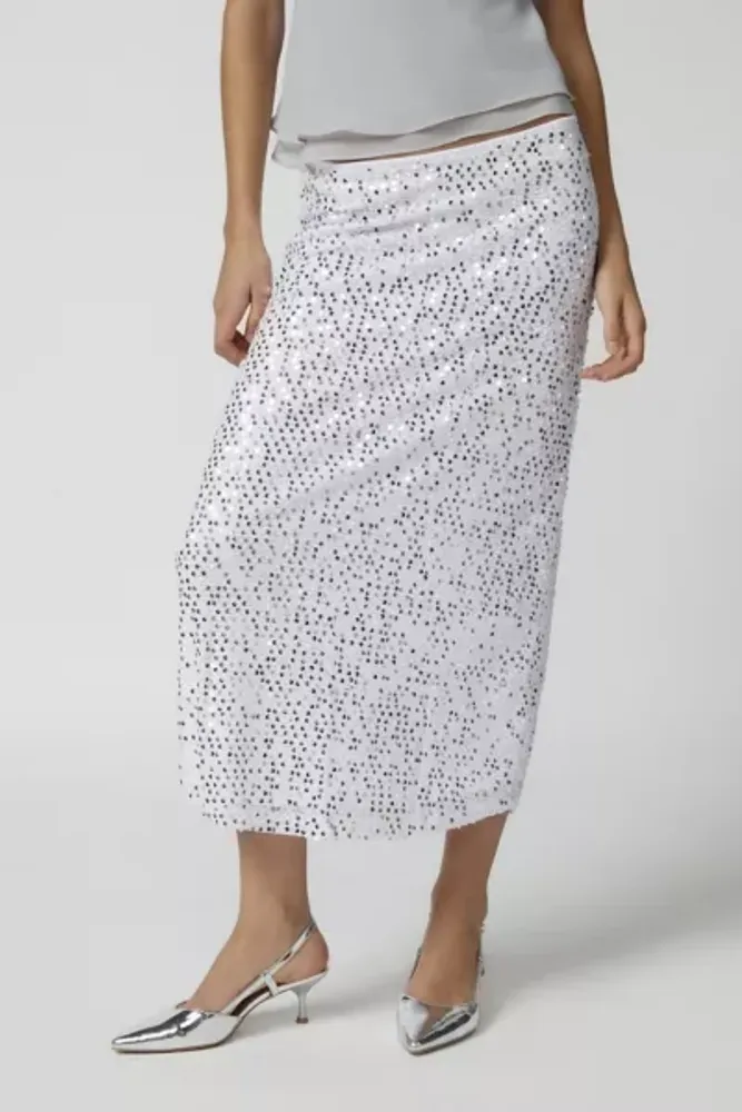 Motel UO Exclusive Tresha Sequin Midi Skirt