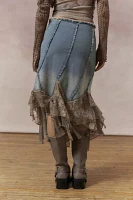 Kimchi Blue Talia Denim & Lace Midi Skirt