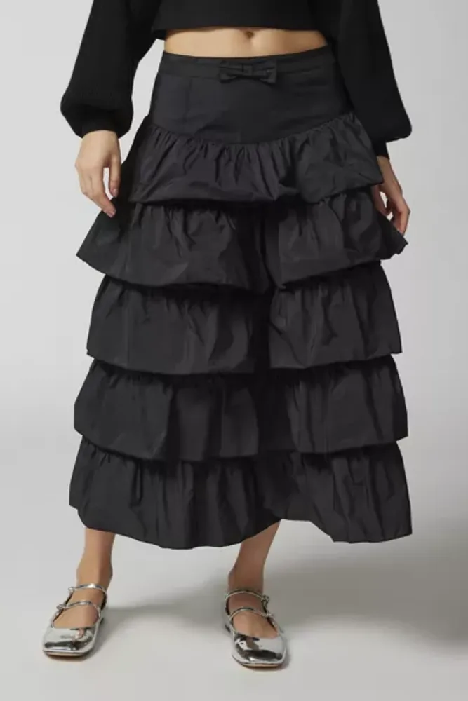 UO Rainee Tiered Ruffle Midi Skirt