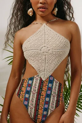 Agua Bendita Adara Crochet One-Piece Swimsuit