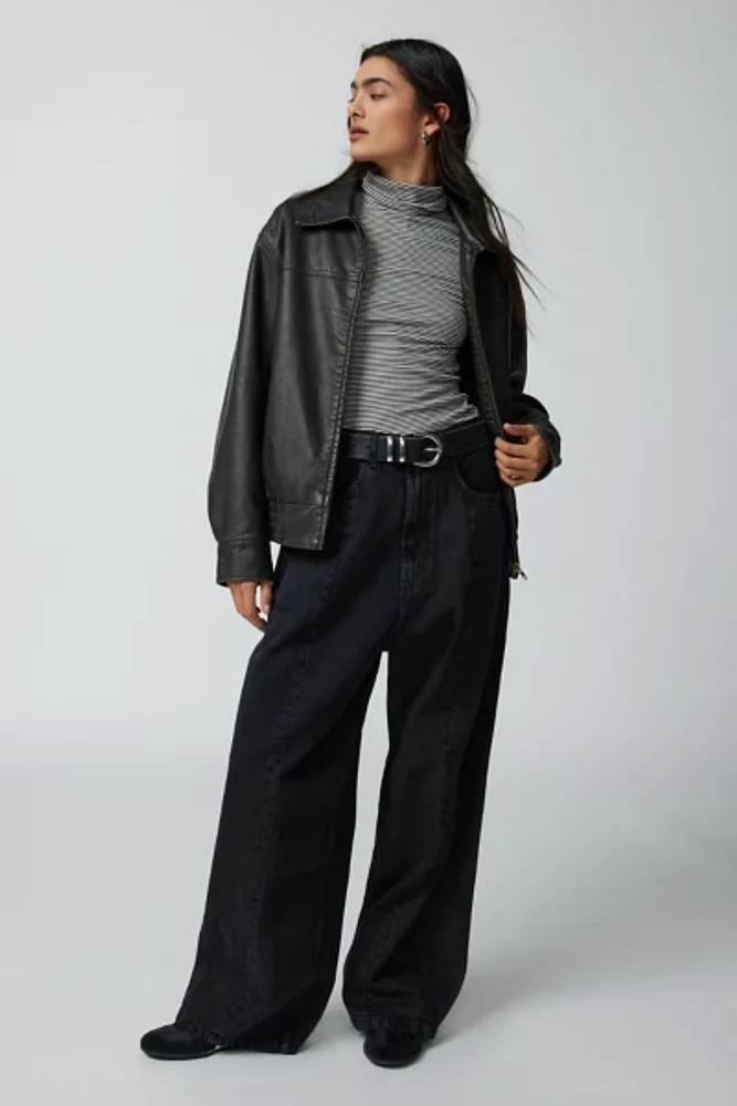 Neon Denim Leroy Wide-Leg Jean - Washed Black