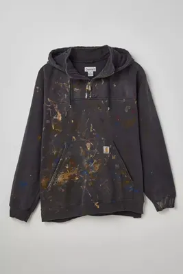 Vintage Paint Splatter Quarter Zip Hoodie Sweatshirt