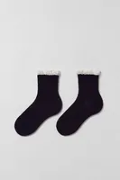 Ruffle-Trimmed Pointelle Crew Sock