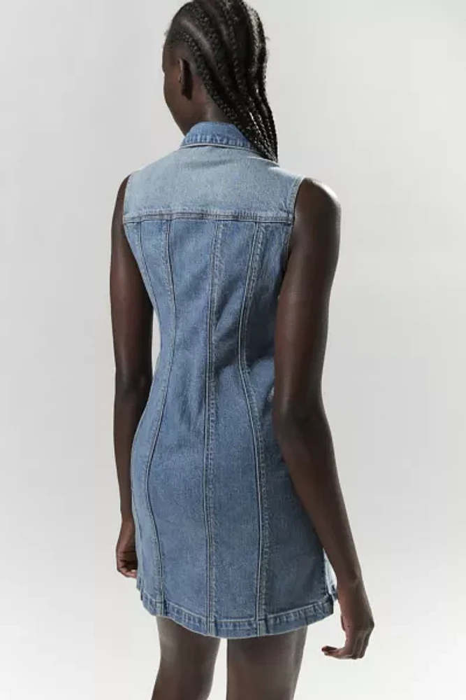 Abrand Denim Button Mini Dress