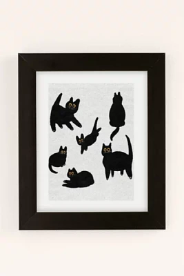 Mala Hora Black Cats With Big Eyes Art Print
