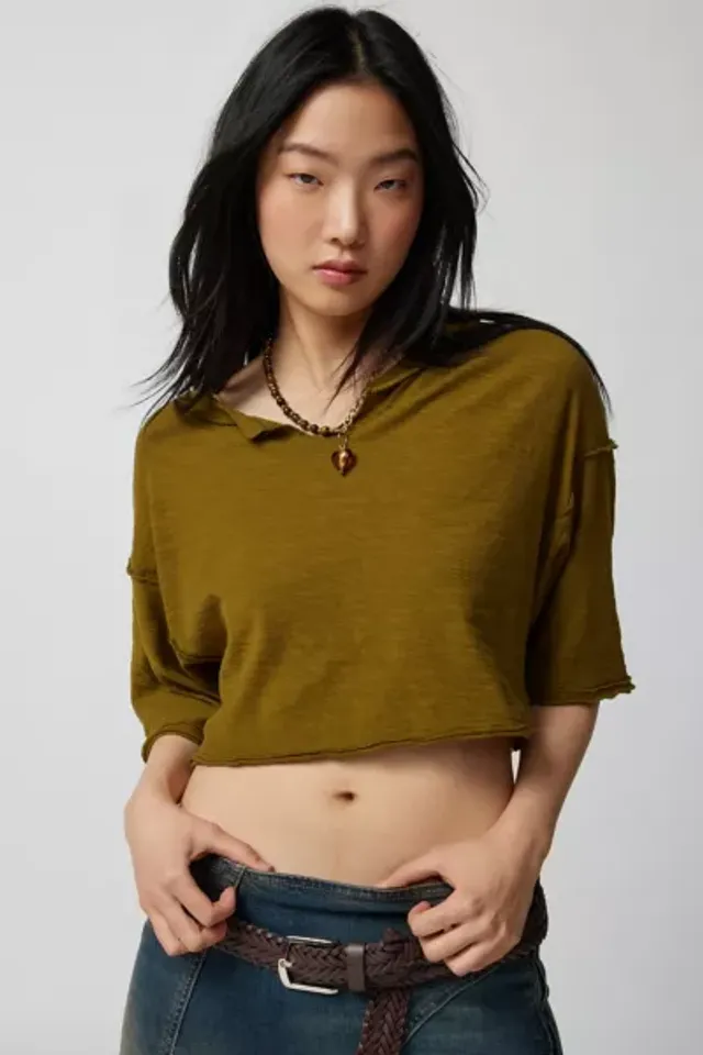 Urban Outfitters UO Brayden Cropped Notch Neck Tee