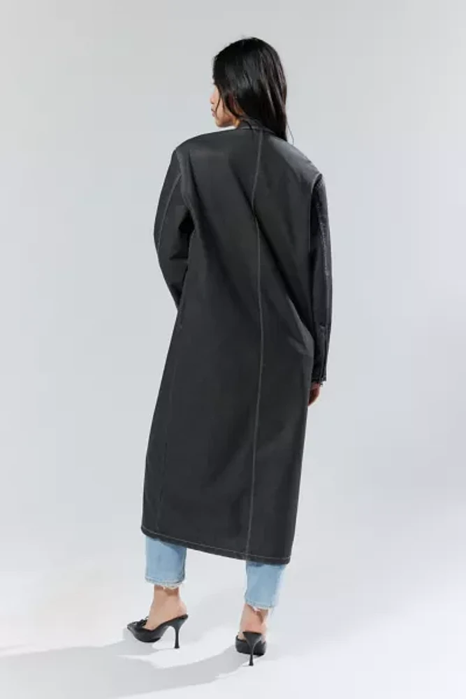 Silence + Noise Riley Faux Leather Moto Trench Coat