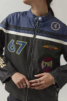 BDG Curtis Faux Leather Patchwork Moto Jacket