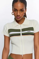 X-girl Contrast Striped Zip Sweater Top