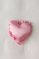 Silky Satin Heart Ruffle Throw Pillow