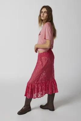 Urban Renewal Parties Remade Ruffle Hem Lace Maxi Skirt