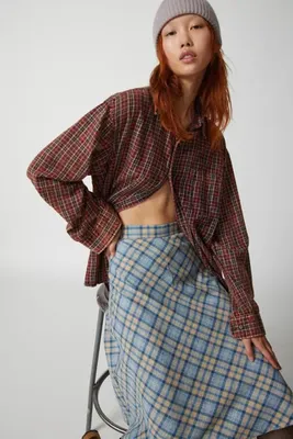 Urban Renewal Vintage A-Line Plaid Midi Skirt